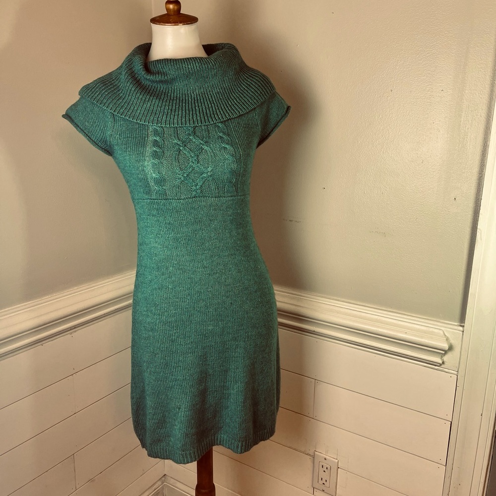 Mudd Light Teal Cowl Neck Sweater Dress M (jr.) FREE SHIP